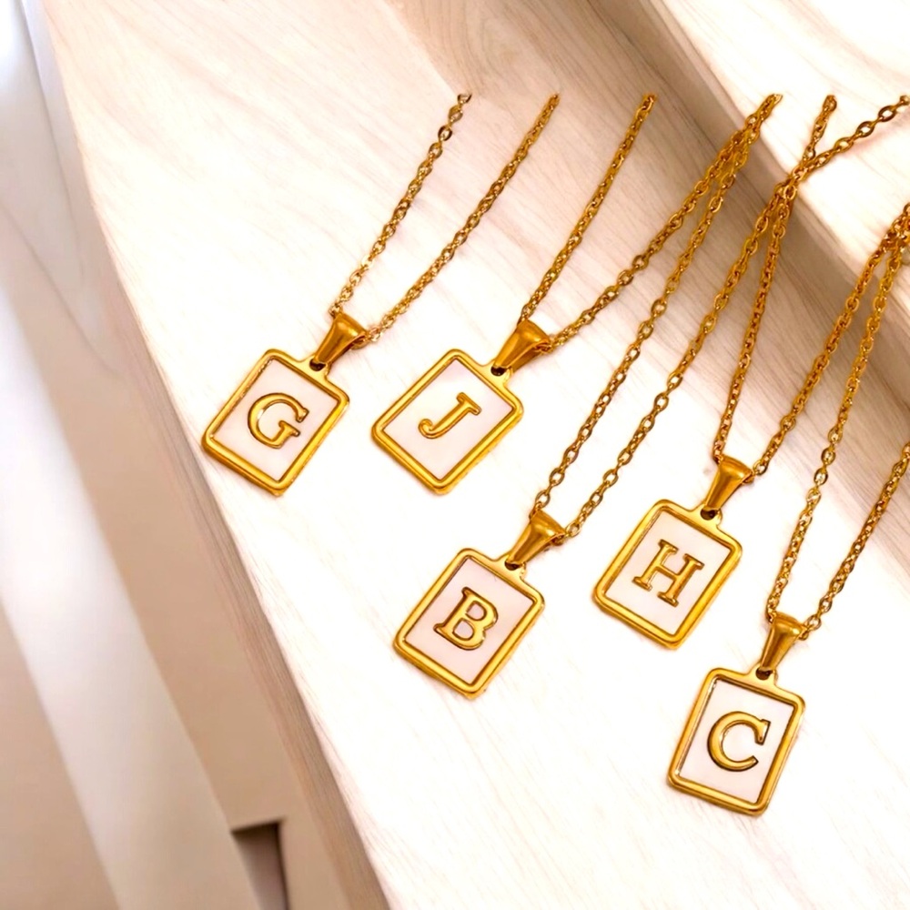 Personalized, waterproof and tarnish resistant initial necklaces